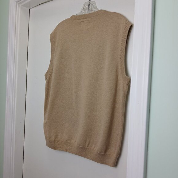 Saddlebred Beige 100% Cotton Knit V Neck Classic  Argyle Vest SzM - Picture 6 of 10